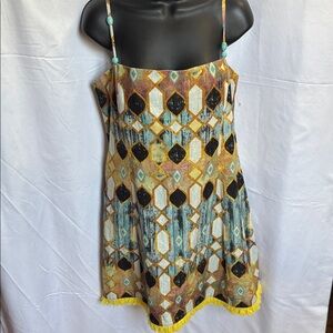 Christian Lacroix Geometric Mini Dress with Yellow Accents